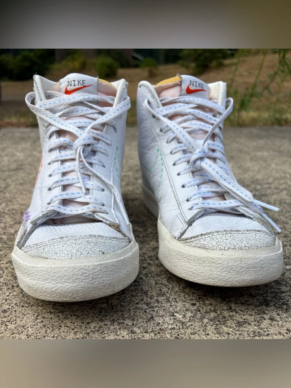 Nike Blazer Mid 77 Vintage Nike 101 White Multi Stitch Sneakers 8.5